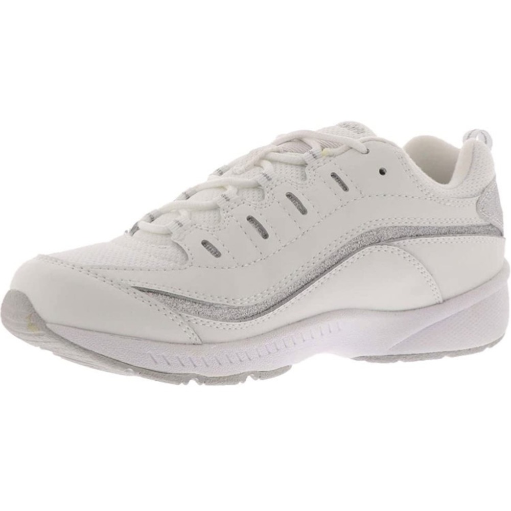 (1689) Easy Spirit Women's Romy Sneaker  White silver glitter New 10 1/2 M
